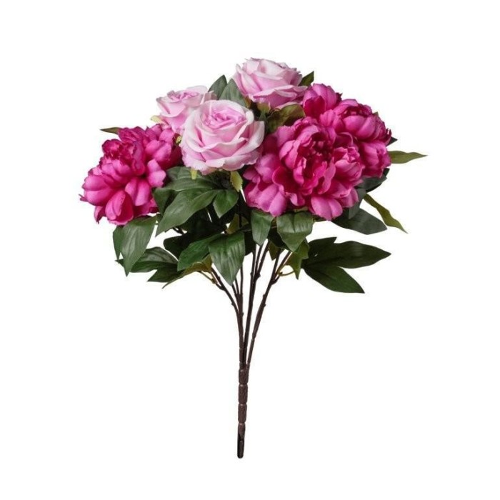 MAZZO ROSE E PEONIE X 9 CM.53 ROSA FUXIA